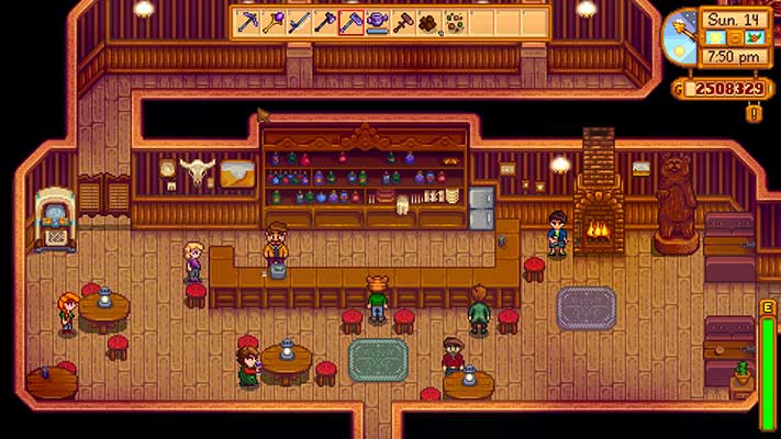 Stardew Valley visão de dentro do salão