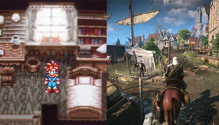 Comparação dos gráficos entre Chrono Trigger e The Witcher 3